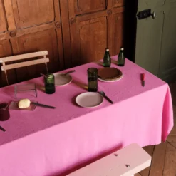 Nappe en lin lavé - Rose Garance