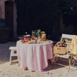 Nappe en lin lavé - Rose Granité