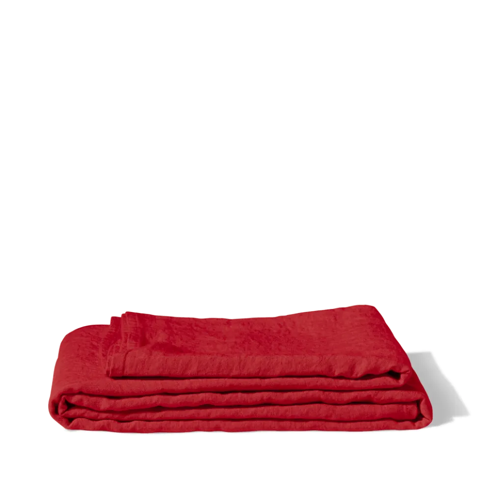 Nappe en lin lavé - Rouge Vermillon