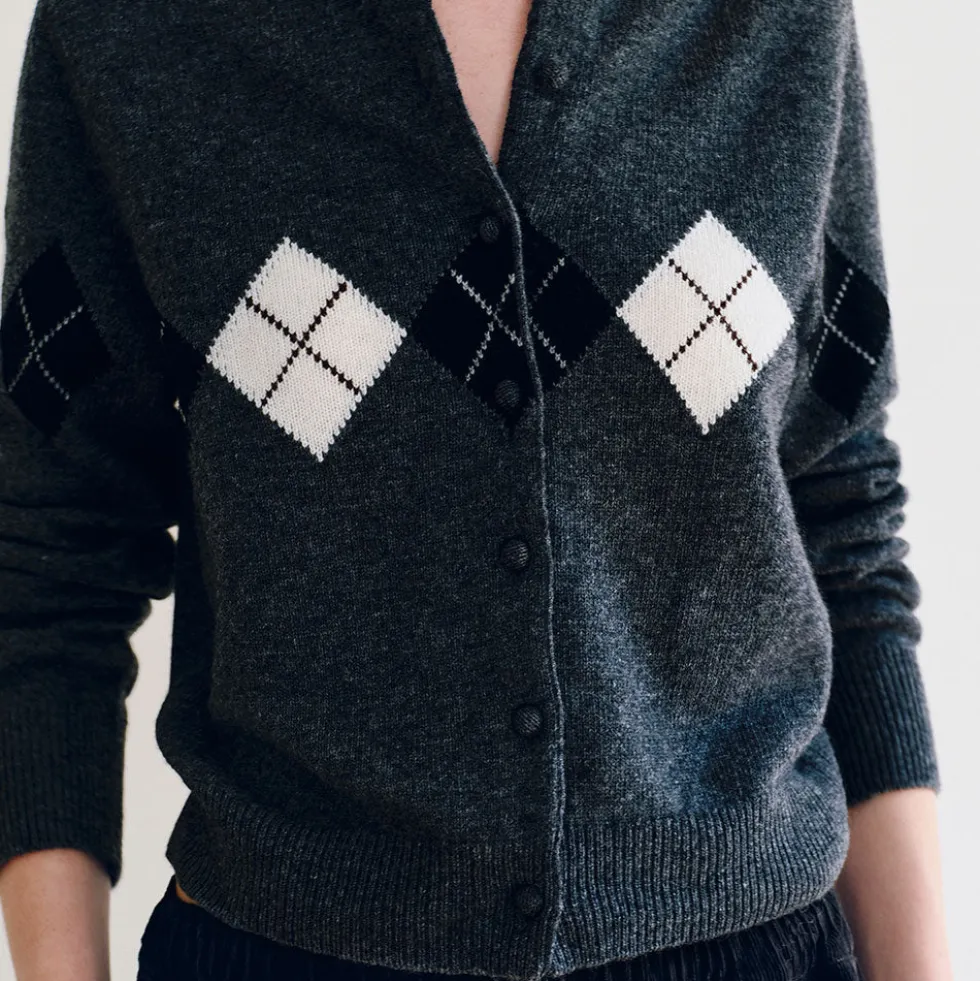 Nothing Written - Cardigan Argyle Heritage - Gris Foncé