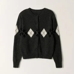 Nothing Written - Cardigan Argyle Heritage - Gris Foncé