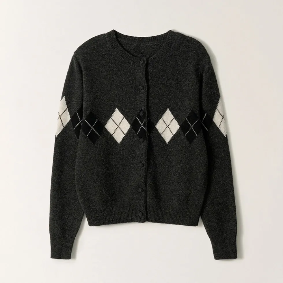 Nothing Written - Cardigan Argyle Heritage - Gris Foncé