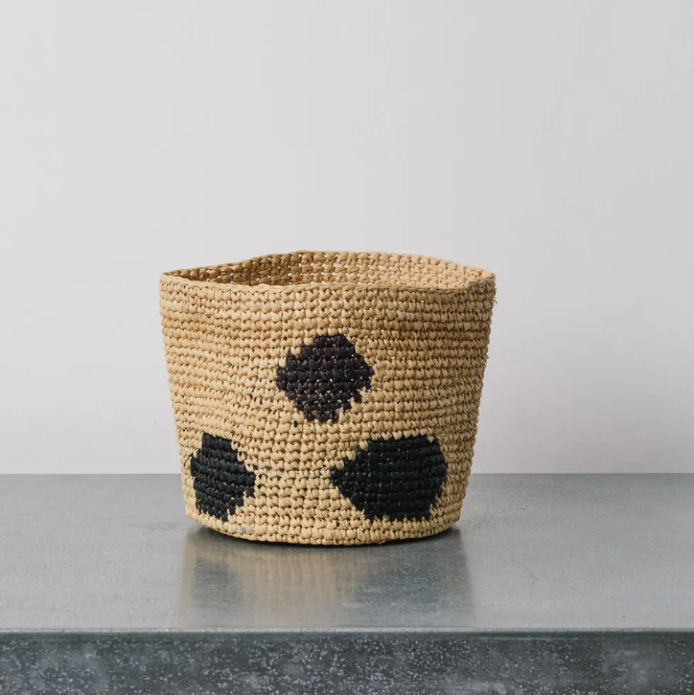 Panier en raphia - Pois Noir