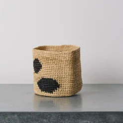 Panier en raphia - Pois Noir