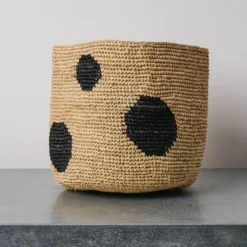 Panier en raphia - Pois Noir