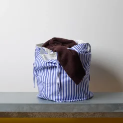 Panier à linge - Rayures bleues