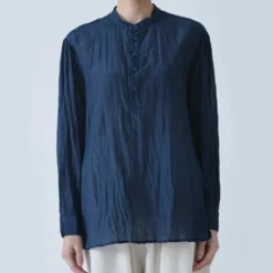 Pas de Calais - Blouse Lawn Henley - Marine