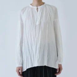 Pas de Calais - Blouse Soft Voile Crinkle Gather - Blanc