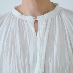 Pas de Calais - Blouse Soft Voile Crinkle Gather - Blanc