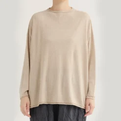 Pas de Calais - Pull carré en coton et lin - Beige