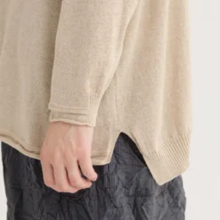 Pas de Calais - Pull carré en coton et lin - Beige