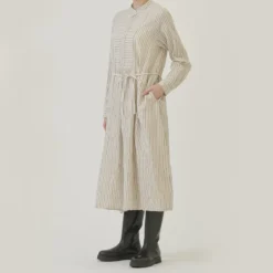 Pas de Calais - Robe Brossée Rayures - Ivoire