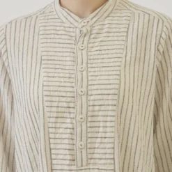Pas de Calais - Robe Brossée Rayures - Ivoire