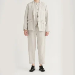 Pas de Calais - Veste tailleur en sergé de lin - Gris Clair
