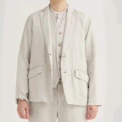 Pas de Calais - Veste tailleur en sergé de lin - Gris Clair