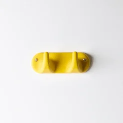 Patere 2 crochets en porcelaine - Jaune