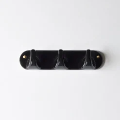 Patere 3 crochets en porcelaine - Noir