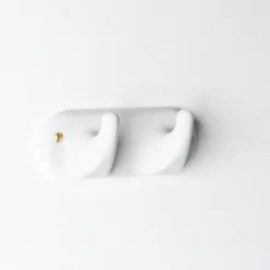 Patere 2 crochets en porcelaine - Blanc