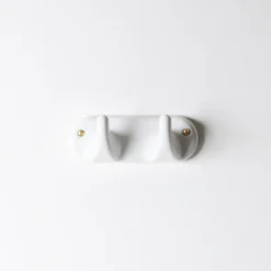 Patere 2 crochets en porcelaine - Blanc