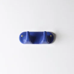 Patere 2 crochets en porcelaine - Bleu
