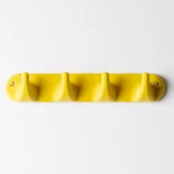 Patere 4 crochets en porcelaine - Jaune