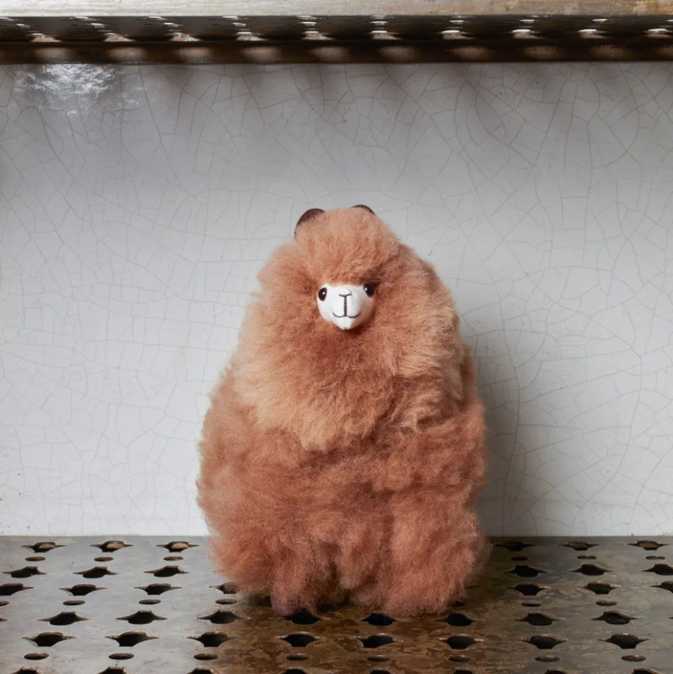 Peluche Lama en alpaga - Noisette
