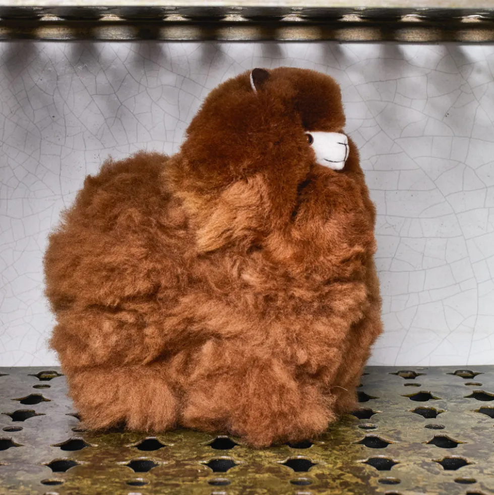 Peluche Lama en alpaga - Noisette