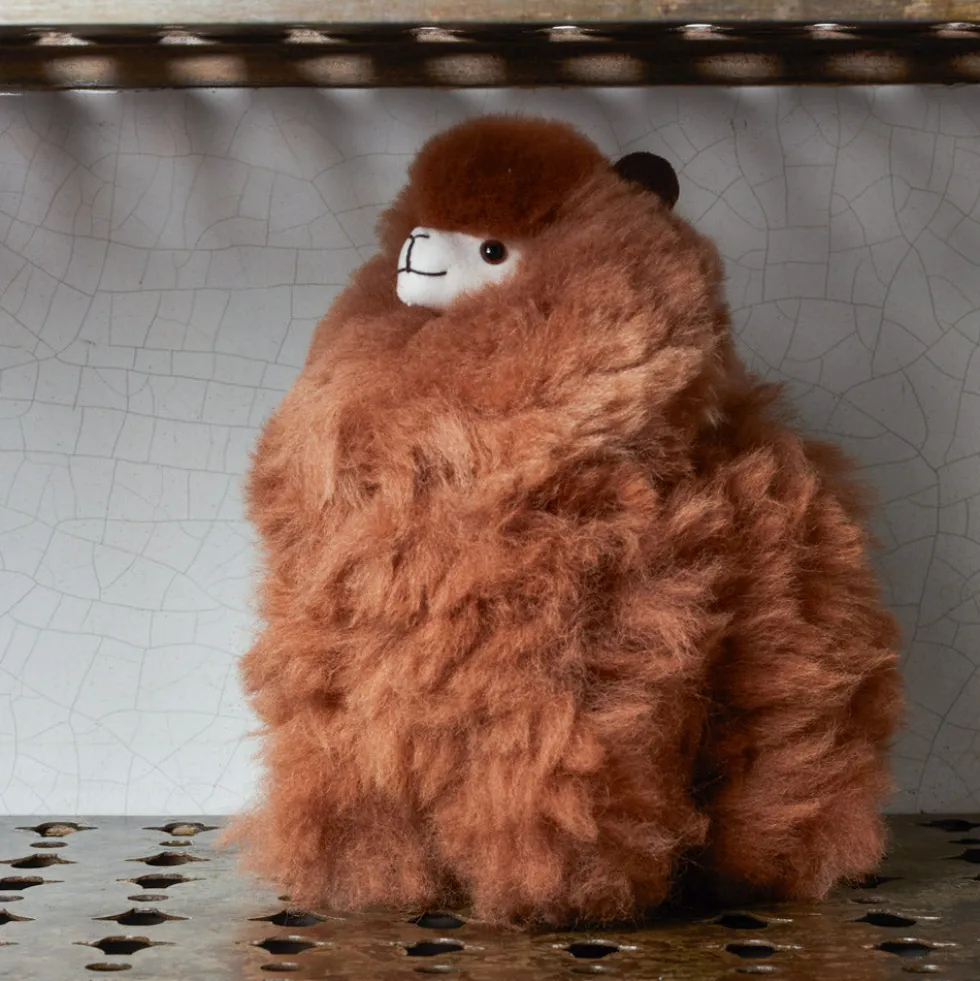 Peluche Lama en alpaga - Noisette