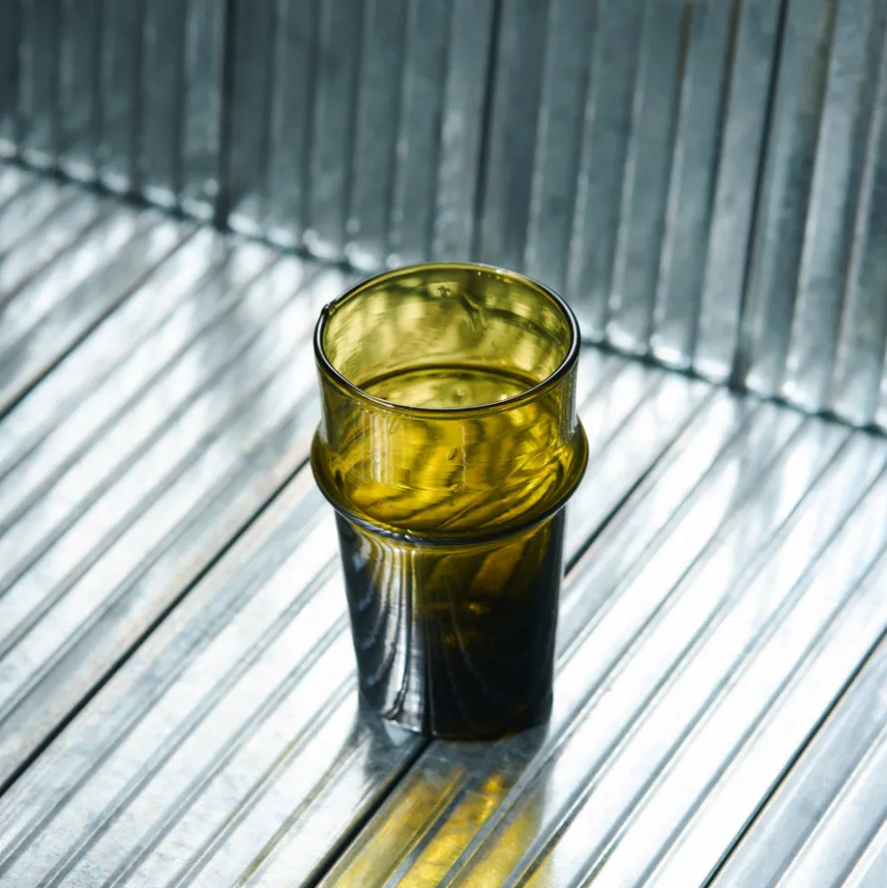 Petit verre marocain en verre soufflé - Vert foncé