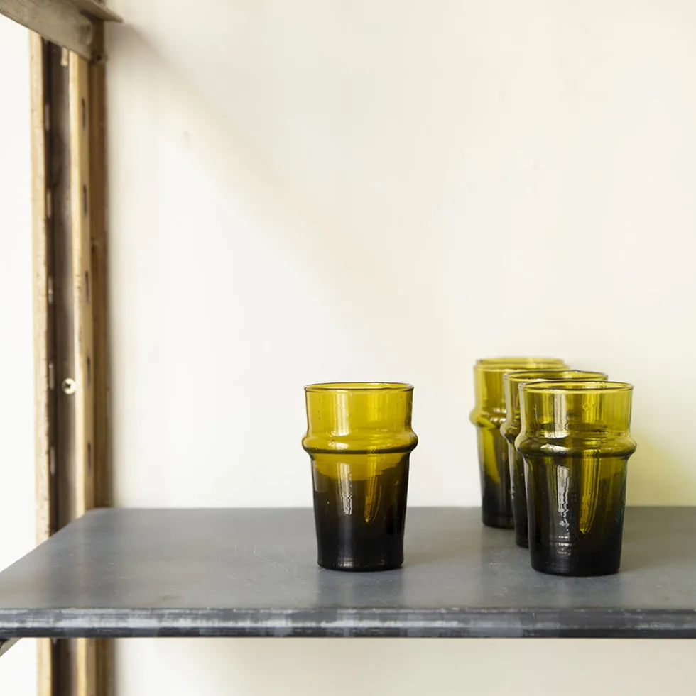 Petit verre marocain en verre soufflé - Vert foncé