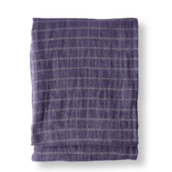 Plaid en lin lavé - Carreaux Violet & Vert