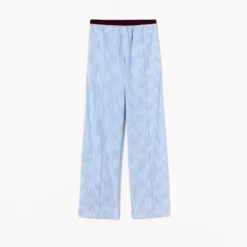 PLAN C - Pantalon Wide Leg Striped - Bleu & Blanc