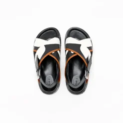 PLAN C - Sandales Flower Intarsia - Noir