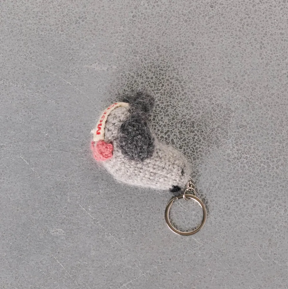 Porte clé Merci en tricot - Pigeon