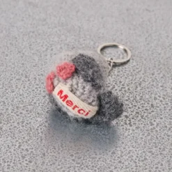 Porte clé Merci en tricot - Pigeon