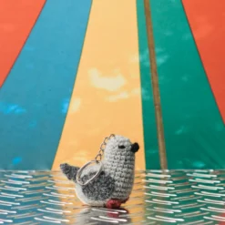 Porte clé Merci en tricot - Pigeon