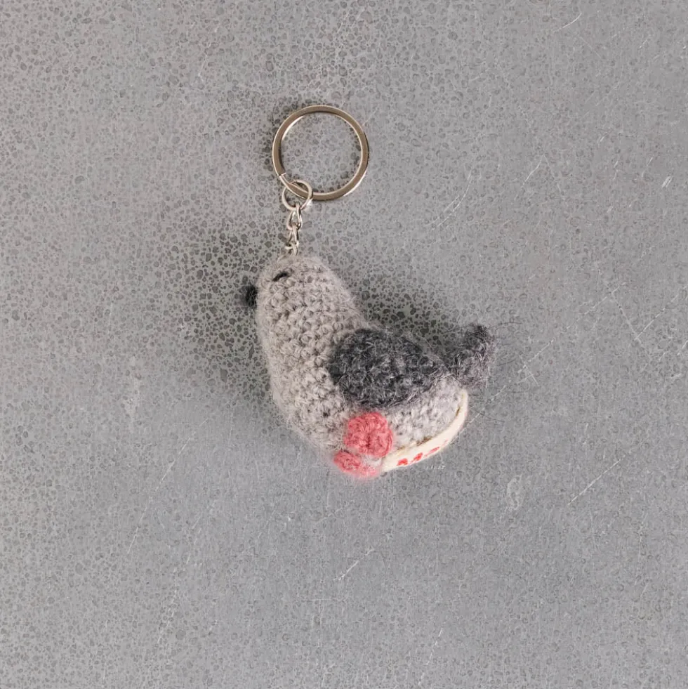 Porte clé Merci en tricot - Pigeon