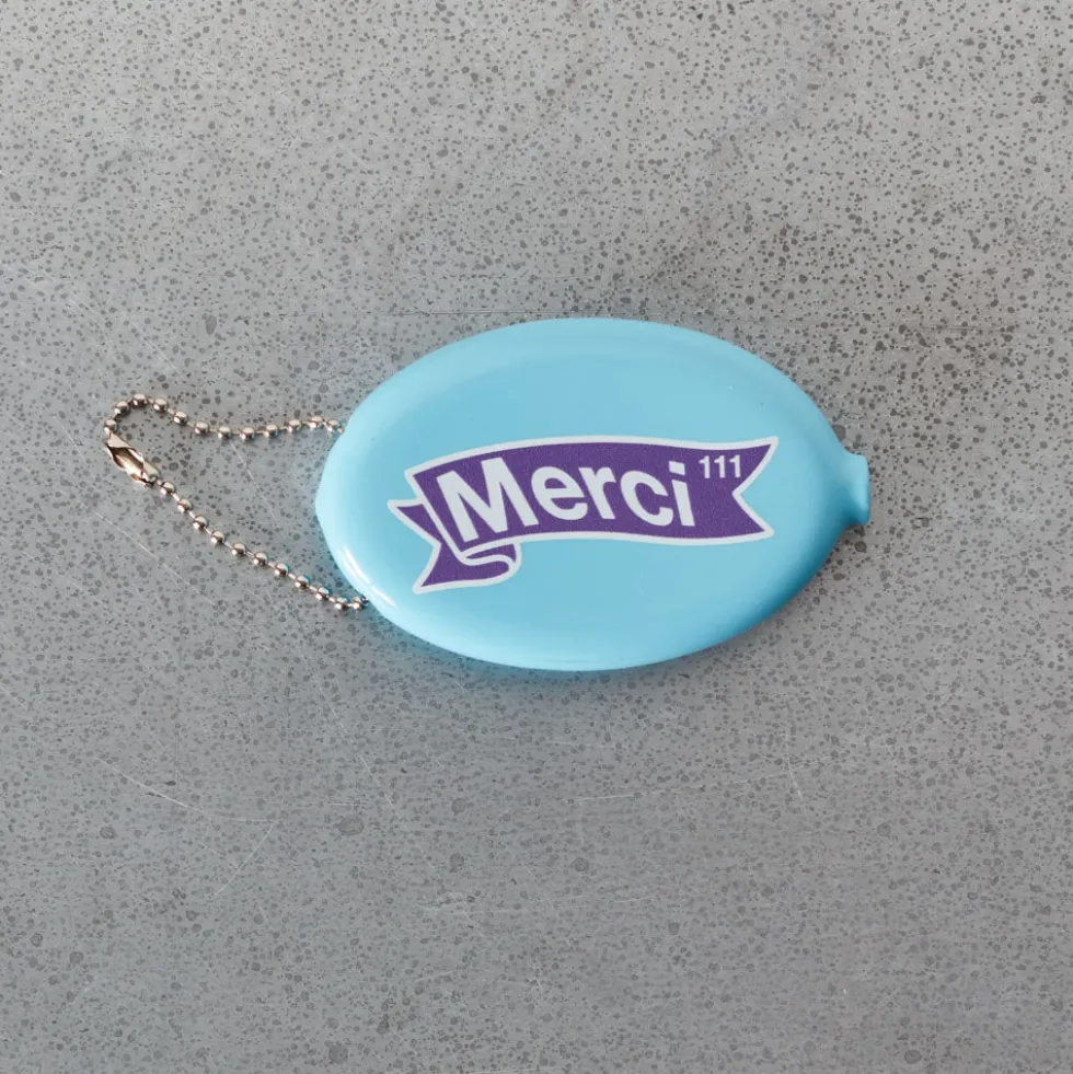 Porte clé monnaie Merci - Bleu