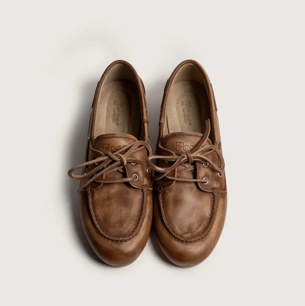 Posa - Mocassins Bateau Brossé - Marron