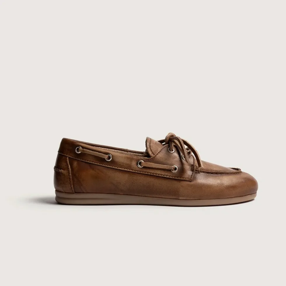 Posa - Mocassins Bateau Brossé - Marron