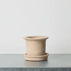 Pot et souscoupe en terre cuite - Brun naturel