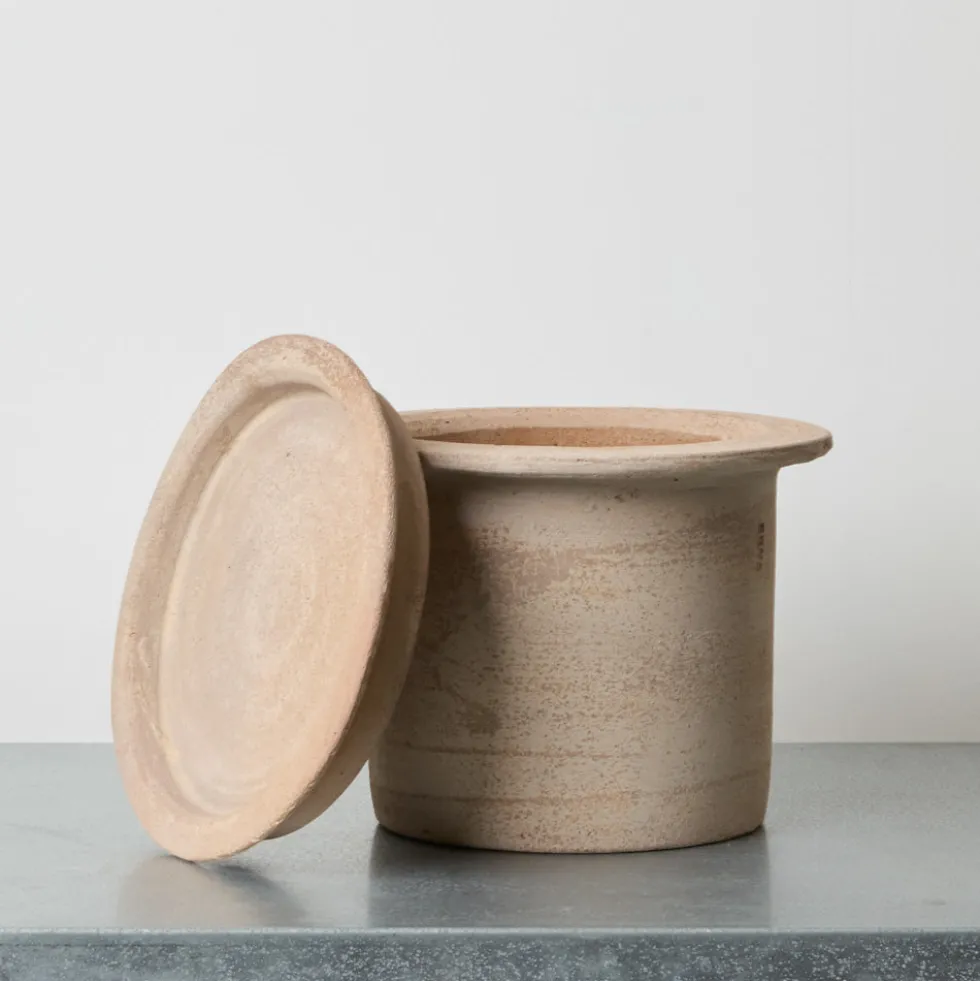 Pot et souscoupe en terre cuite - Brun naturel
