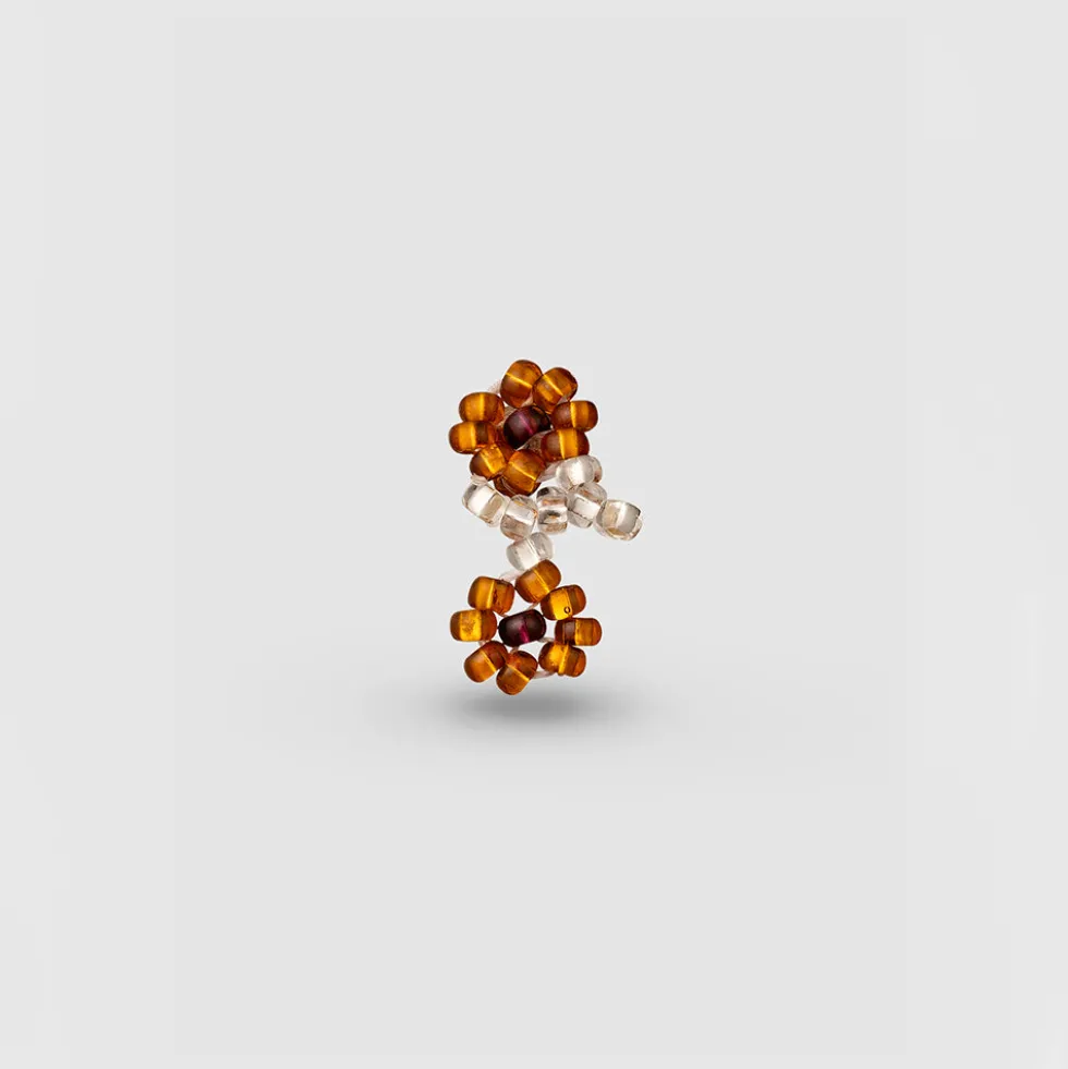 Pura Utz - Boucles d'oreilles Ear Stick Fleur - Marron