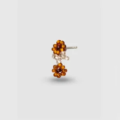 Pura Utz - Boucles d'oreilles Ear Stick Fleur - Marron
