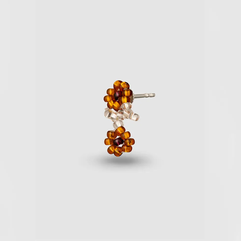 Pura Utz - Boucles d'oreilles Ear Stick Fleur - Marron