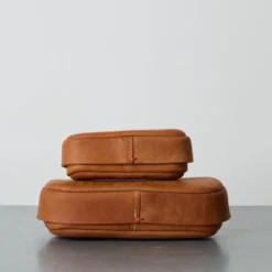 Rangement oval en cuir