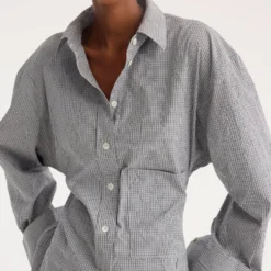 Rohe - Chemise Carreaux Froissés - Gris