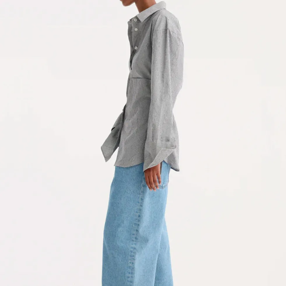 Rohe - Chemise Carreaux Froissés - Gris