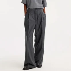 Rohe - Pantalon Décontracté Laine - Gris Foncé