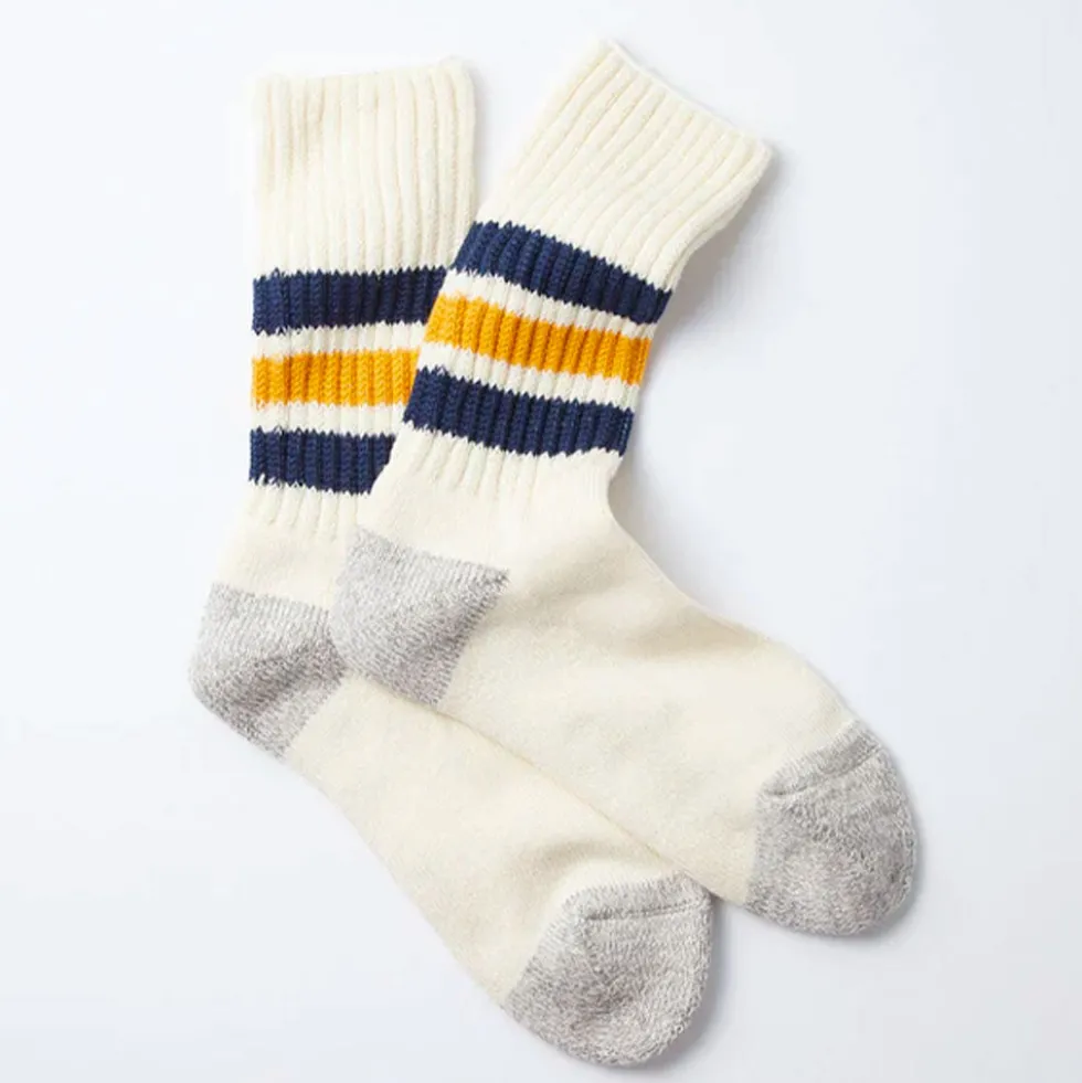 Rototo - Chaussettes Côtelées - Marine & Jaune